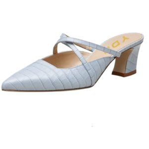 YDN Grey Crocodile Print Cross Strap Mule
